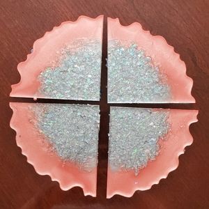 Handmade Resin 4 piece Coral Elegance Coasters